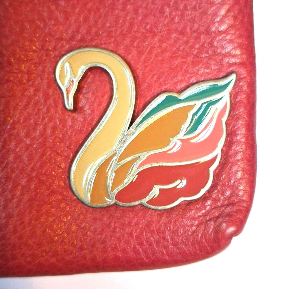 Fossil Red Cowhide Leather Swan Wristlet Coin Purse Wallet Coquette Cottagecore - Picture 3 of 13